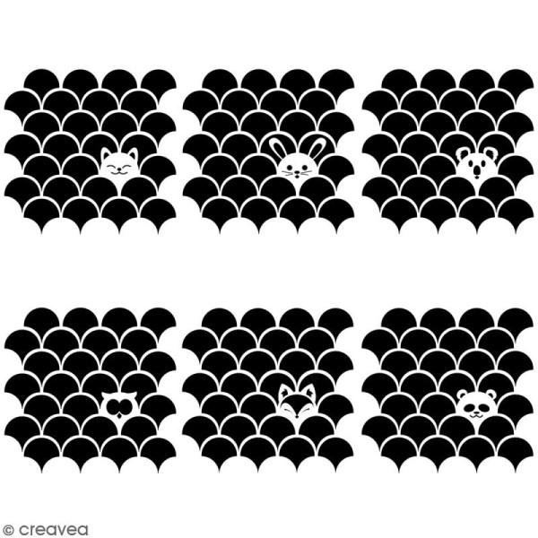 Pochoirs multiusage 15 x 15 cm - Animaux inspiration Japon - 6 pcs - Photo n°1