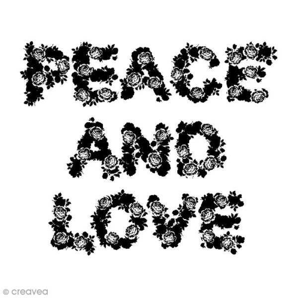 Tampon bois Peace & Love - 5,8 x 7 cm - Photo n°1