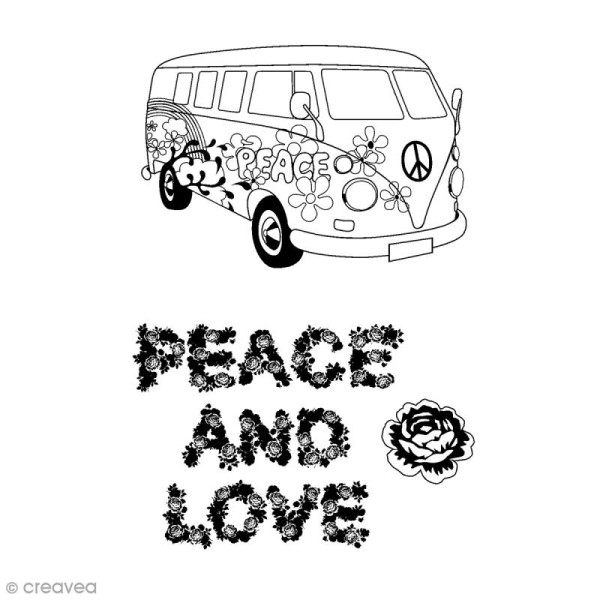 Tampon clear Artemio - Peace & Love - 5 pcs - Photo n°1