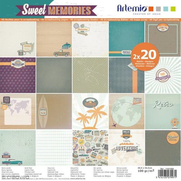 Papier Scrapbooking Artemio - Sweet Memories - 30,5 x 30,5 cm - 40 pcs - Photo n°1