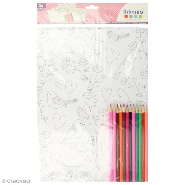 Kit coloriage Love me tenders - Papiers 50 x 70 cm et crayons - Photo n°1