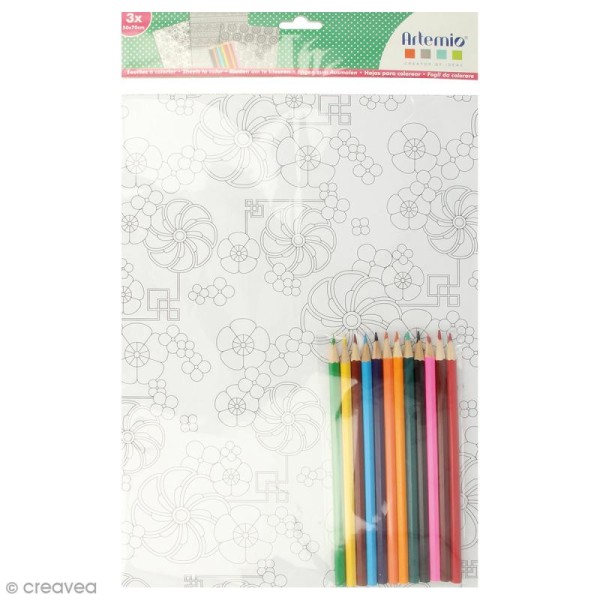 Kit coloriage Ethnique - Papiers 50 x 70 cm et crayons - Photo n°1