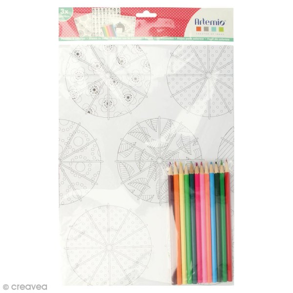 Kit coloriage Kokeshi - Papiers 50 x 70 cm et crayons - Photo n°1