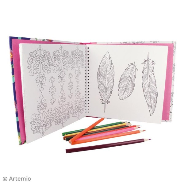 Kit coloriage Flower Power - Album smashbook et crayons - Photo n°3