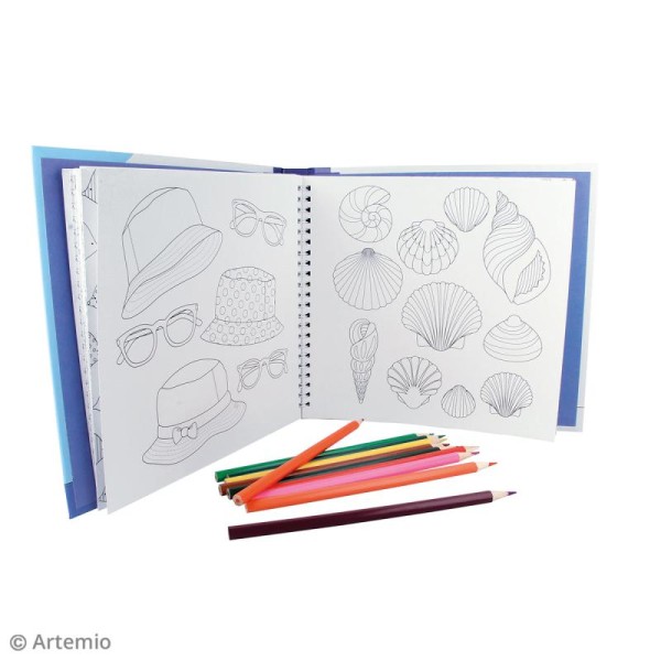 Kit coloriage Vacances - Album smashbook et crayons - Photo n°3