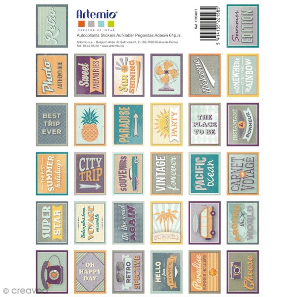 Stickers timbre décoratifs Sweet Memories - 3,3 x 2,7 cm - 64 pcs - Photo n°1