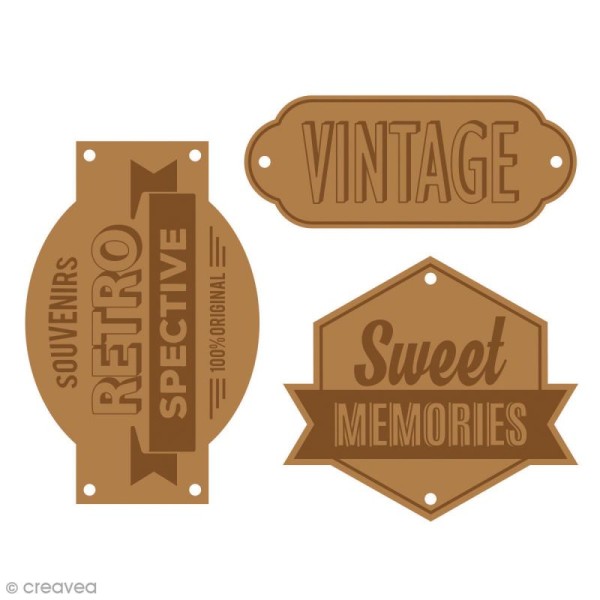 Etiquettes en cuir à coudre - Marron clair - Sweet Memories - De 5 à 6,2 cm - 3 pcs - Photo n°1