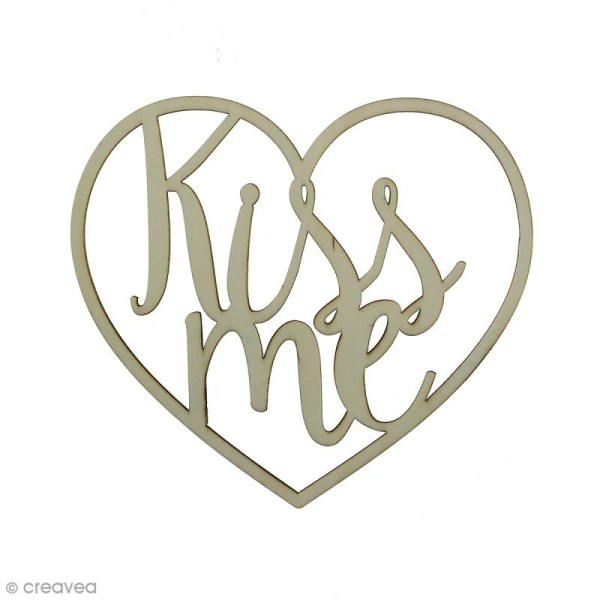 Coeur Kiss Me en bois à décorer - 18 x 16 cm - Photo n°1