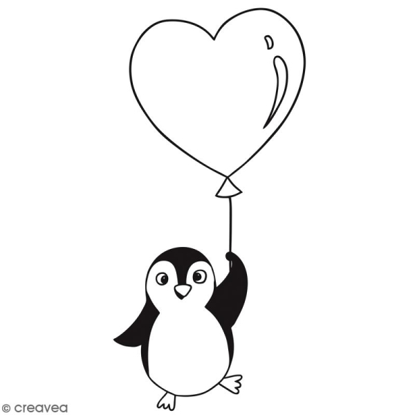 Tampon bois Pingouin ballon - 6 x 4 cm - Photo n°1
