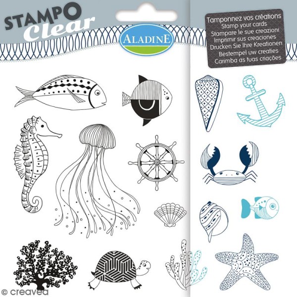 Tampon clear Aladine - Poisson - Planche 15 x 12,5 cm - 15 Stampo'clear - Photo n°1
