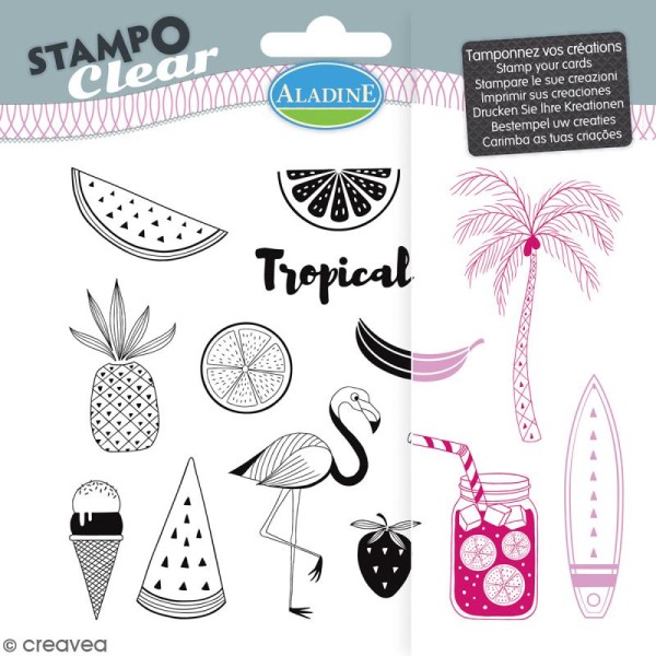 Tampon clear Aladine - Floride Tropical - Planche 15 x 12,5 cm - 13 Stampo'clear - Photo n°1