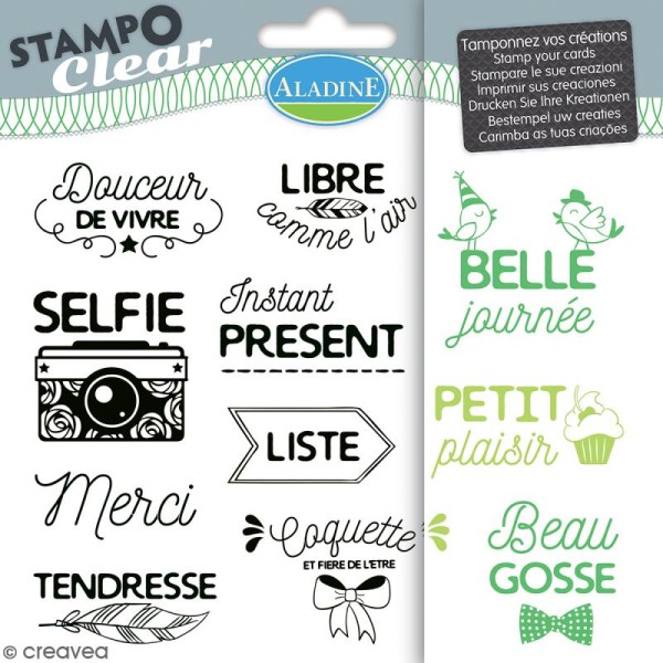 Tampon clear Aladine - Phrases et Expressions - Planche 15 x 12,5 cm - 11 Stampo'clear - Photo n°1