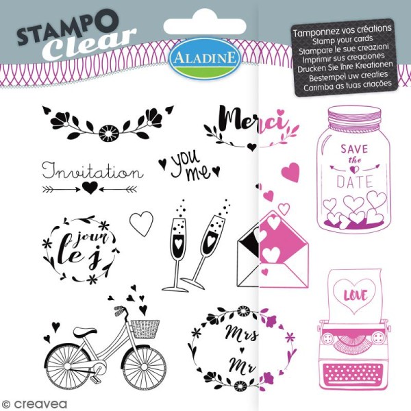 Tampon clear Aladine - Mariage - Planche 15 x 12,5 cm - 13 Stampo'clear - Photo n°1