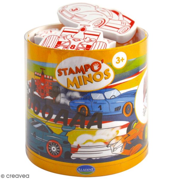 Kit Stampo Minos - Voiture - 11 tampons + 1 encreur noir - Photo n°1