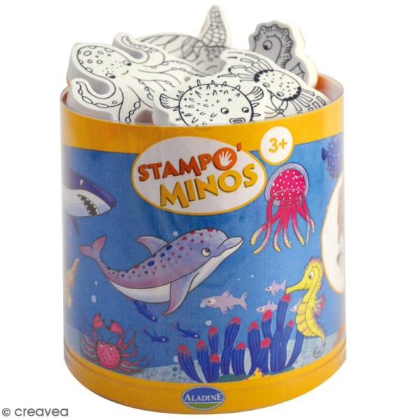 Kit Stampo Minos - Mer - 11 tampons + 1 encreur noir - Photo n°1