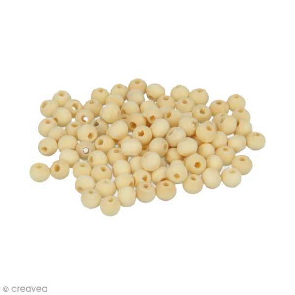 Perles rondes en bois à décorer - 5,5 mm - 260 pcs - Photo n°1
