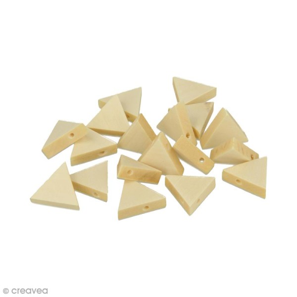 Perles plates triangulaires en bois à décorer - 19 x 17 mm - 20 pcs - Photo n°1