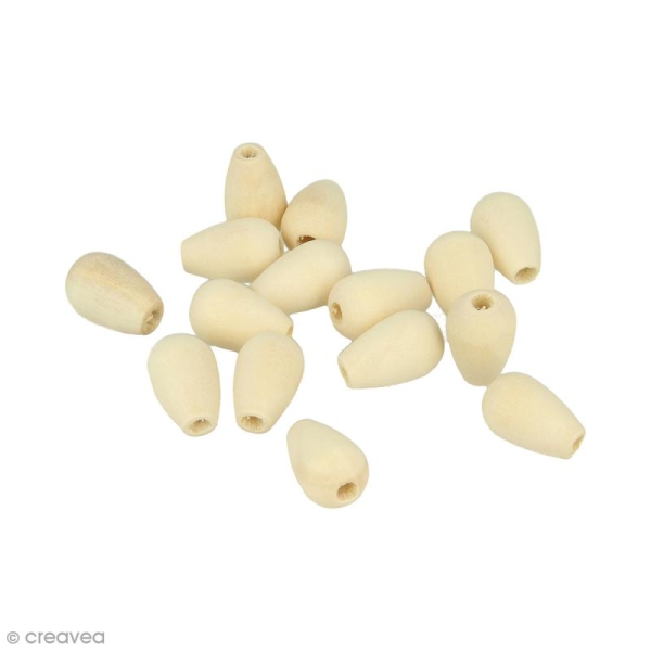 Perles gouttes en bois à décorer - 17,7 x 12 mm - 25 pcs - Photo n°1