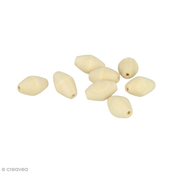 Perles toupies en bois à décorer - 30 x 20 mm - 8 pcs - Photo n°1