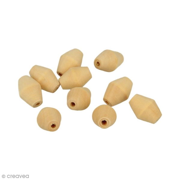 Perles toupies en bois à décorer - 20 x 14,6 mm - 10 pcs - Photo n°1