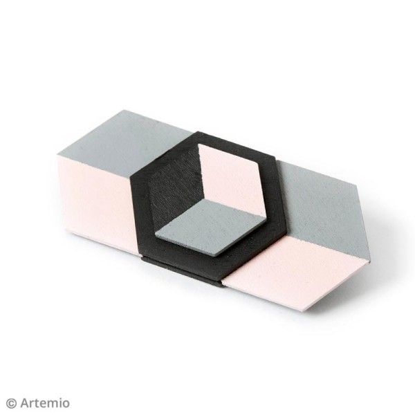 Formes plates hexagonales en bois à décorer - 0,8 à 3 cm - 129 pcs - Photo n°3