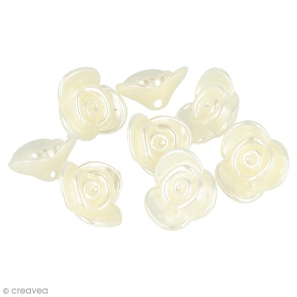 Perles blanc ivoire - Roses - 16 mm - 35 pcs environ - Photo n°1