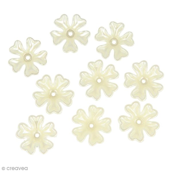 Perles blanc ivoire - Fleurs - 17 mm - 60 pcs environ - Photo n°1