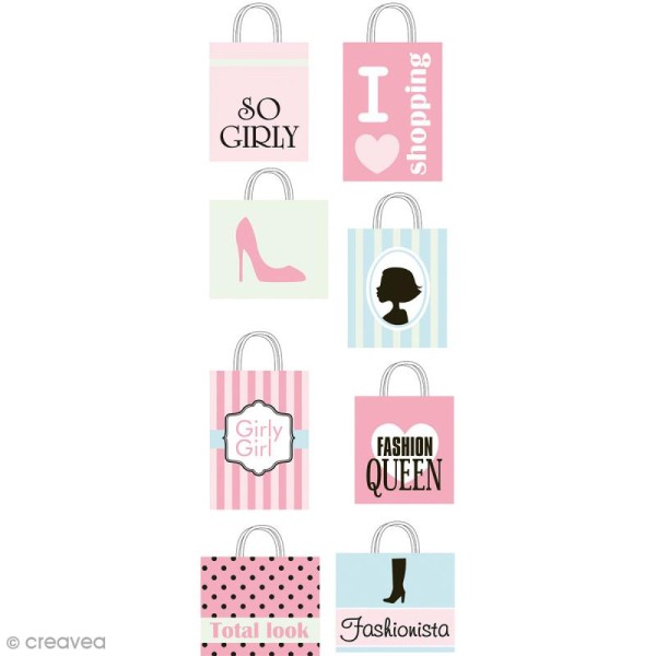 Stickers Quilling Shopping bag - 3,6 cm - 8 pcs - Photo n°1