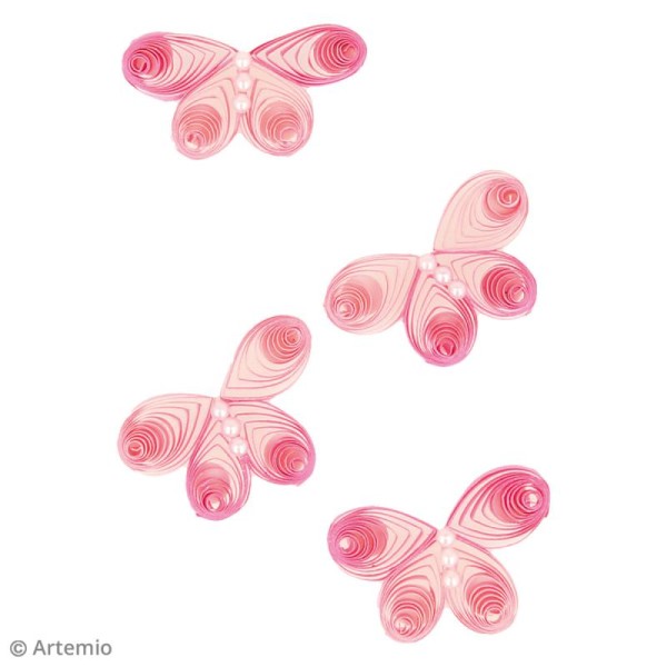 Stickers Quilling Papillon - Rose - 3,7 cm - 4 pcs - Photo n°2