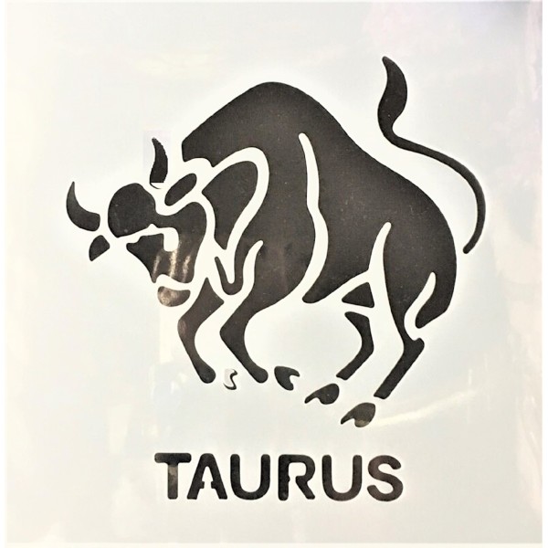 POCHOIR PLASTIQUE 15*15cm : signe astrologique Taureau (Taurus) - Photo n°1