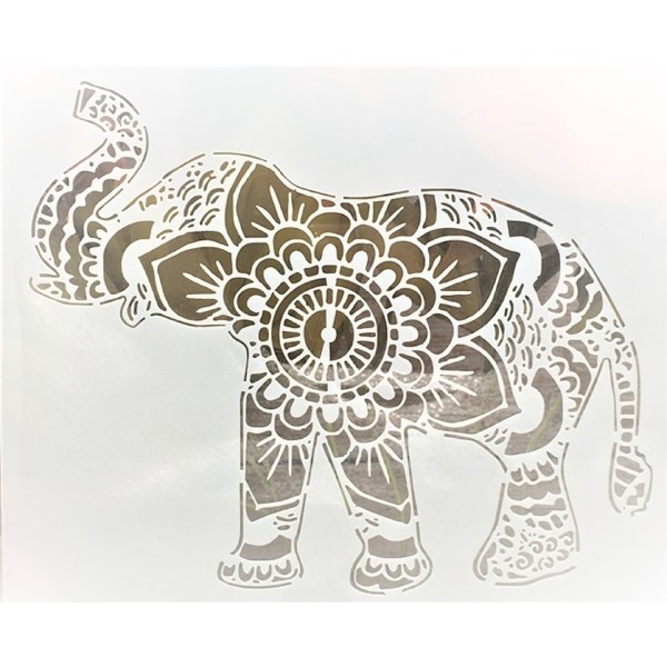 POCHOIR PLASTIQUE 15*15cm : éléphant Mandala - Photo n°1