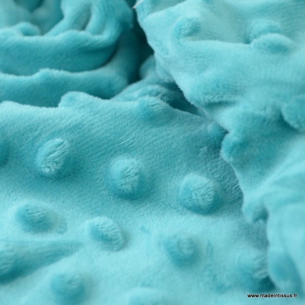 Tissu minky POIS Turquoise .x1m - Photo n°1