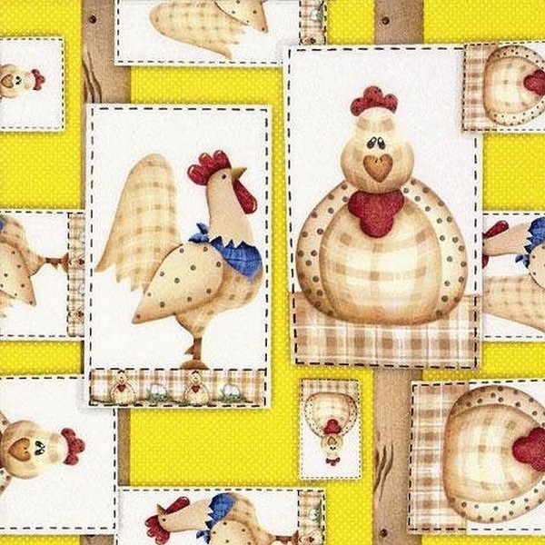 Lot de 20 Serviettes en papier motif Poules et Coqs, 33 x 33 cm, pâques - Photo n°1