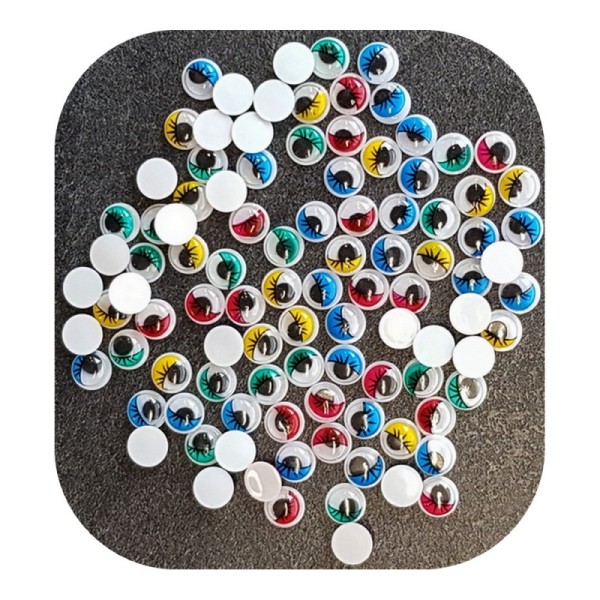 Lot de 100 Yeux ronds, diam. 10 mm, à pupille mobile, 5 couleurs assorties, en plastique, 50 paires - Photo n°1