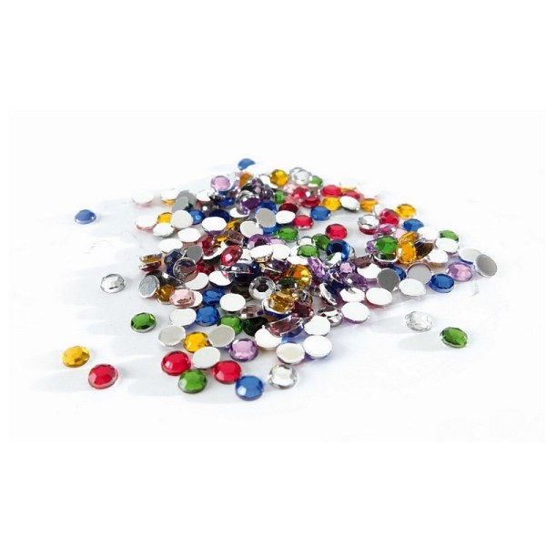 Sachet de 200 petits Cristaux de roche Multicolore, Ø 3 mm, minuscules Strass à coller pour customis - Photo n°1