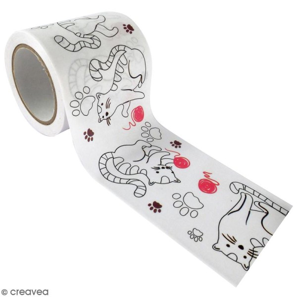 Masking Tape à colorier XL - Chats - 4,6 cm x 5 mètres - Photo n°1