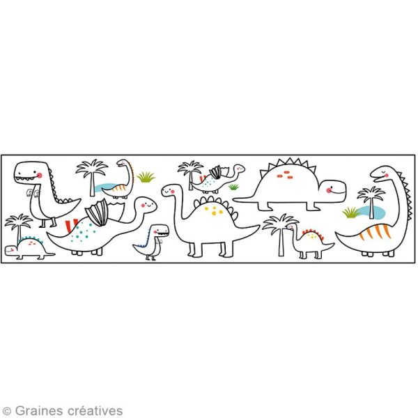 Masking Tape à colorier XL - Dinosaures - 4,6 cm x 5 mètres - Photo n°2