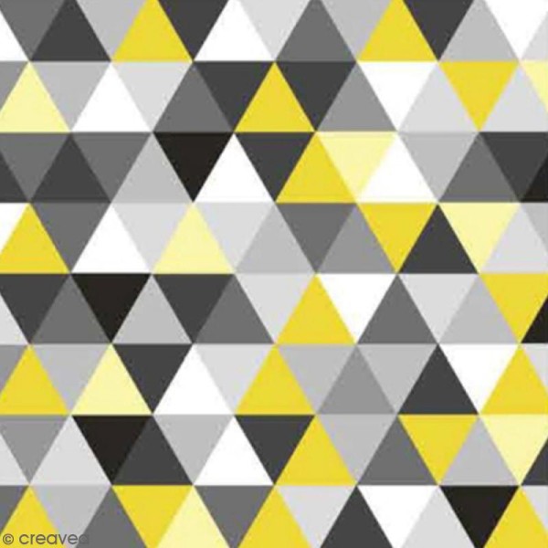 Serviette à l'unité - Triangles jaune et gris - Photo n°1