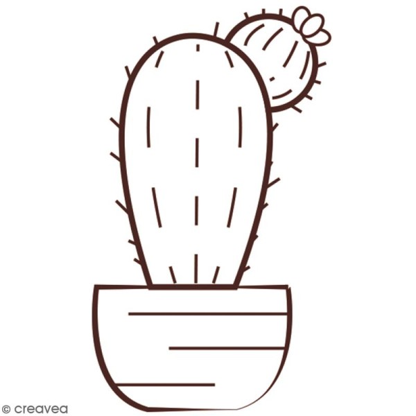 Tampon en bois - Cactus - 6,2 x 4,4 cm - Photo n°1