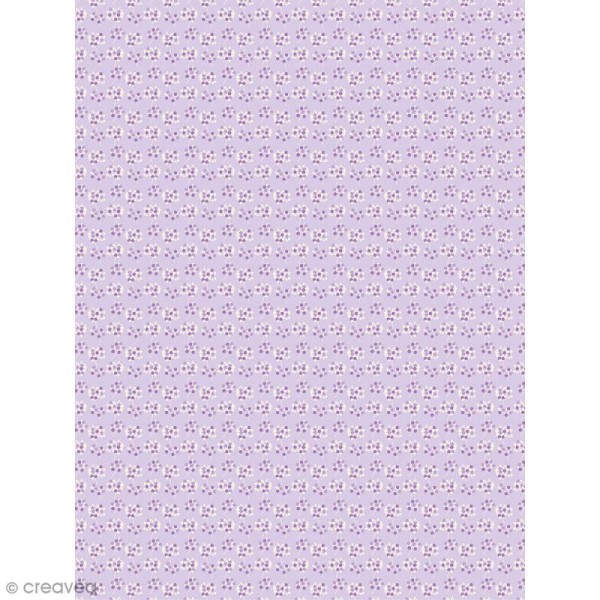 Décopatch N° 740 - Motif Fleurs sur fond violet - 1 feuille - Photo n°1
