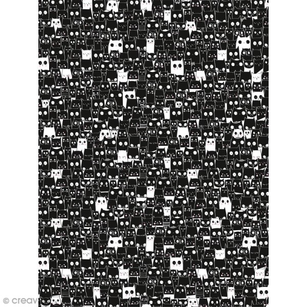 Décopatch N° 772 - Motif Chats sur fond noir et blanc - 1 feuille - Photo n°1