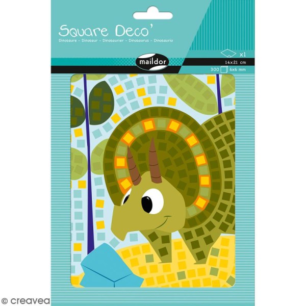 Kit Gommettes Mosaïque Square Déco - Dinosaure - Photo n°1