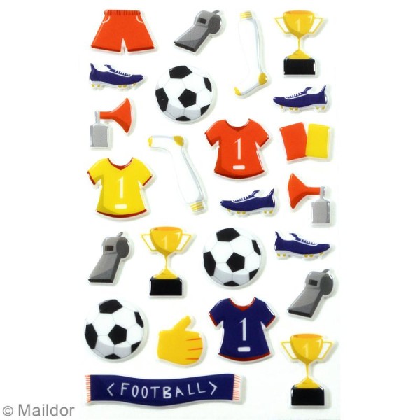 Stickers Fantaisie Cooky - Football - 1 planche 7,5 x 12 cm - Photo n°2