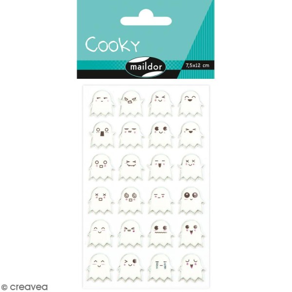 Stickers Fantaisie Cooky - Fantômes - 1 planche 7,5 x 12 cm - Photo n°1