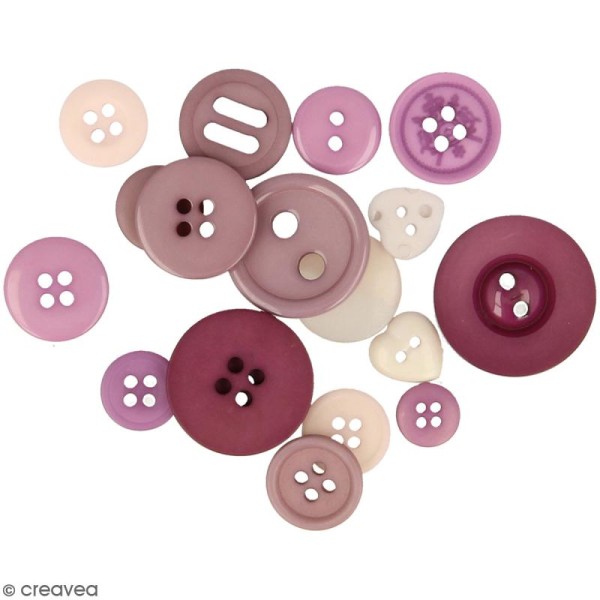 Assortiment de boutons - Différentes tailles - Camaïeu de Violet - 200 pcs environ - Photo n°1