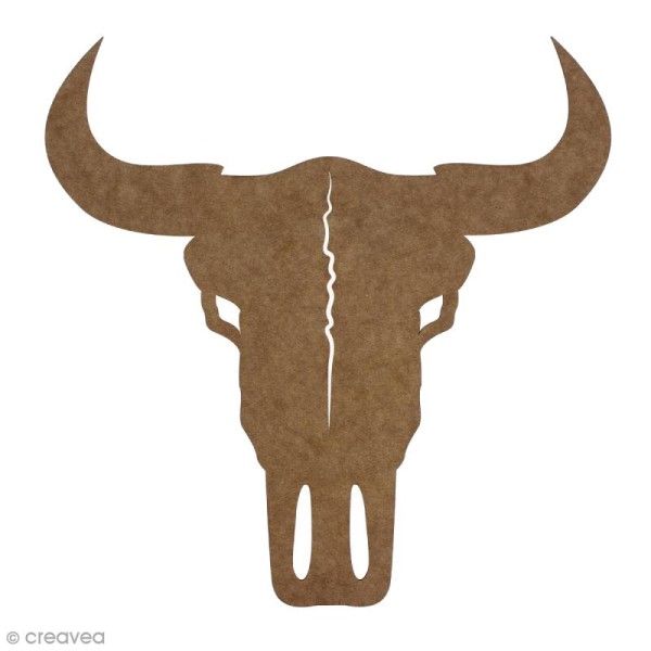Crâne de taureau en bois à décorer - 30 cm - Photo n°1