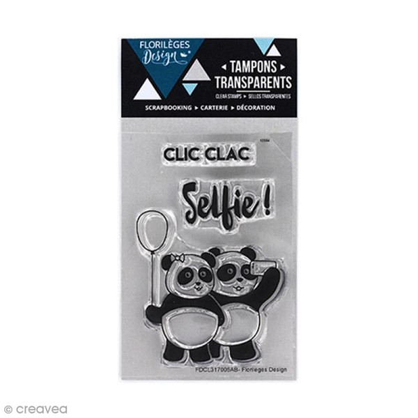 Tampons clear Florilèges Design - Selfie pandas - 3 tampons - Photo n°1