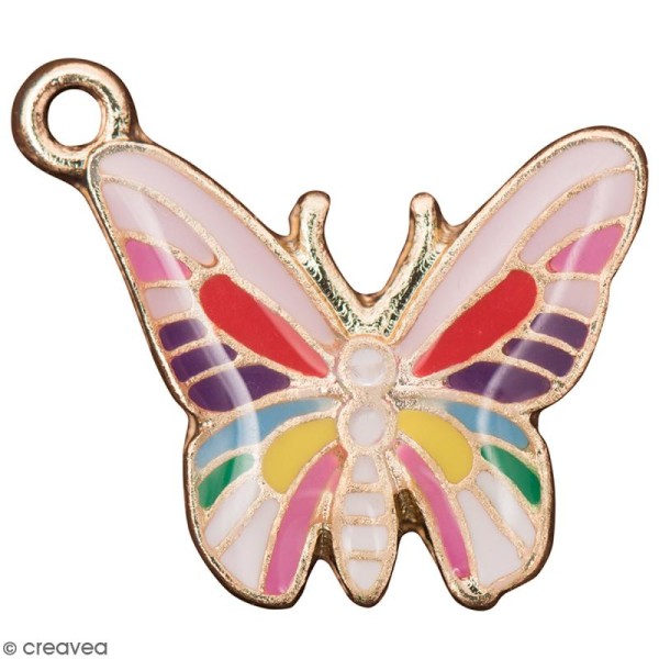 Pendentif breloque émaillé Papillon - Multicolore - 1 pce - Photo n°1