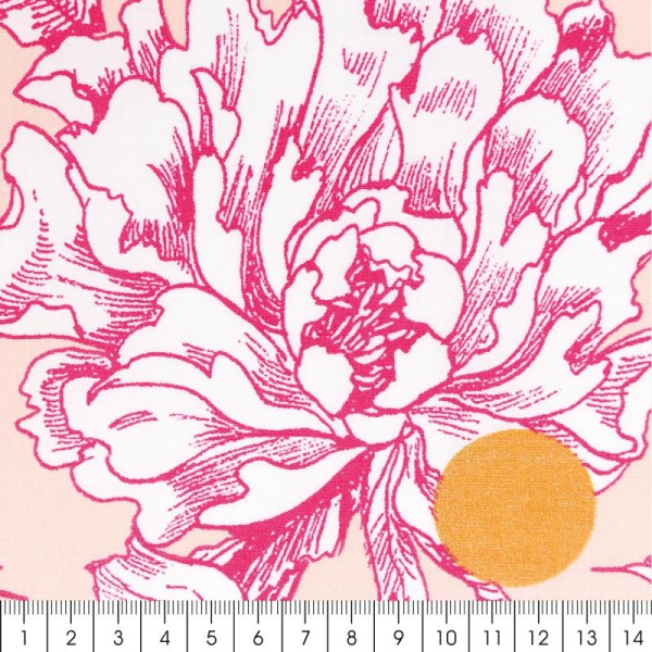 Tissu Rico - Toile de Jouy - Fleurs de Cerisier Roses - fond Poudré - Par 10 cm (sur mesure) - Photo n°2