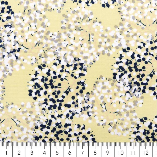 Tissu Rico - Toile de Jouy - Fleurs Allium - fond Vert - Par 10 cm (sur mesure) - Photo n°2